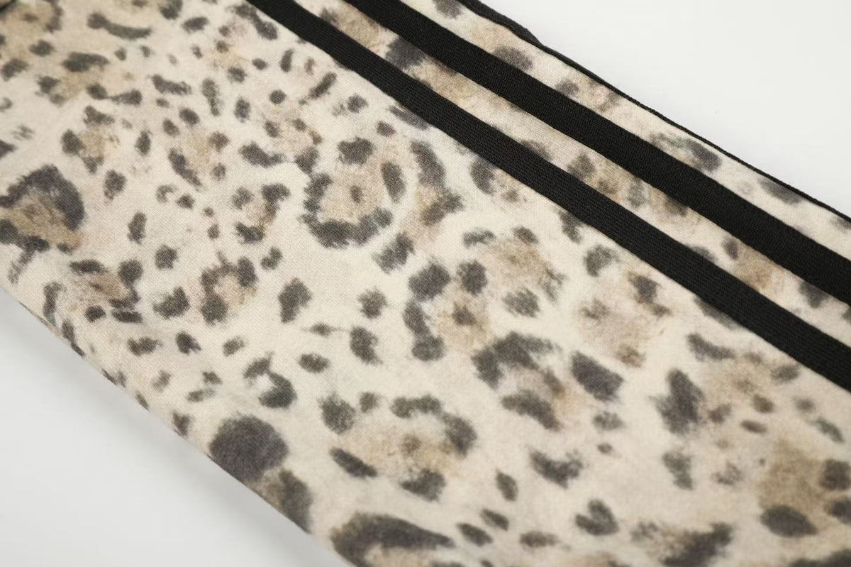 Leopard Print 3-Striped Zip-Up Hoodie - OMYGOODS