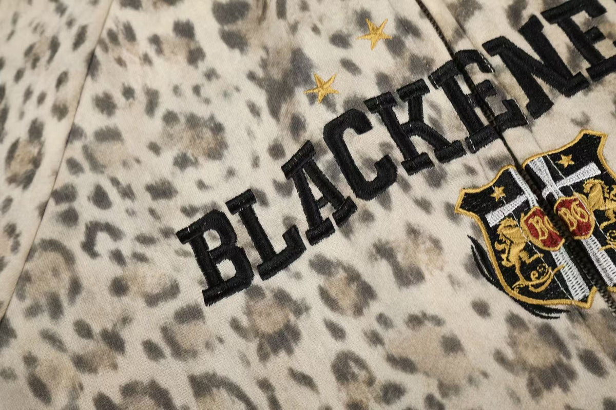 Leopard Print 3-Striped Zip-Up Hoodie - OMYGOODS