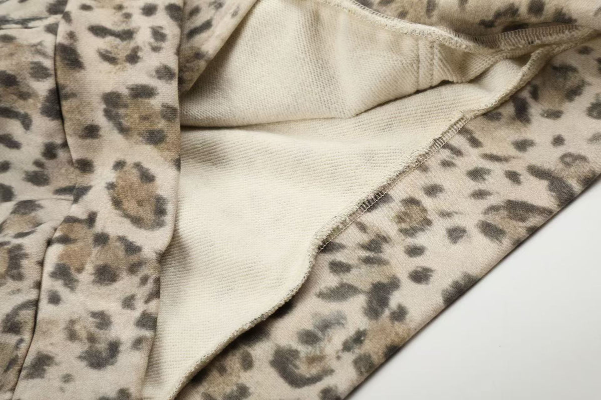 Leopard Print 3-Striped Zip-Up Hoodie - OMYGOODS