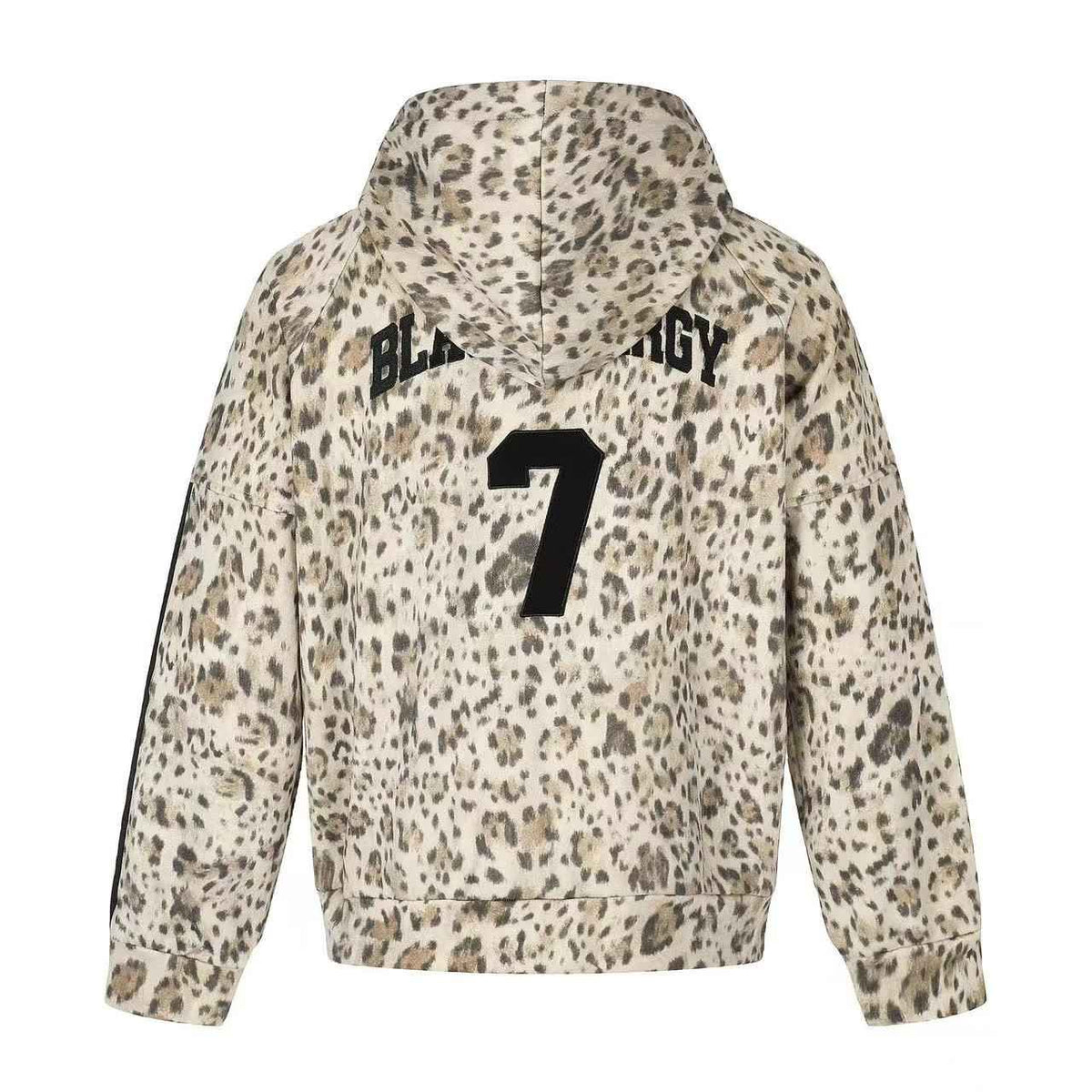 Leopard Print 3-Striped Zip-Up Hoodie