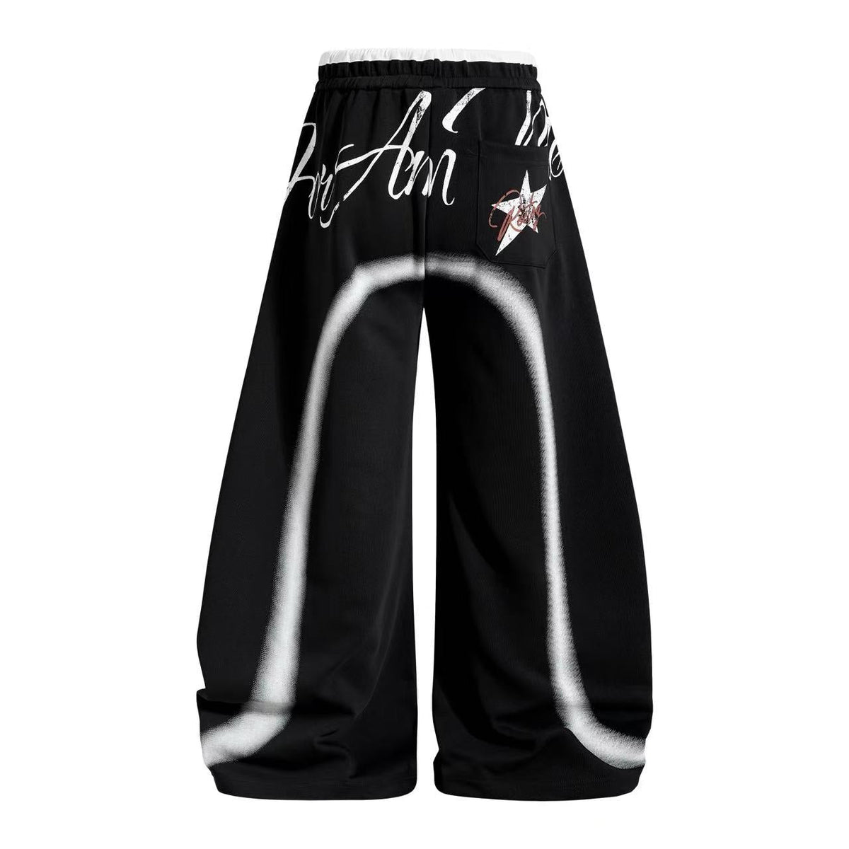 Spray-Paint Curve Graphic Baggy Wide-Leg Sweatpants - OMYGOODS
