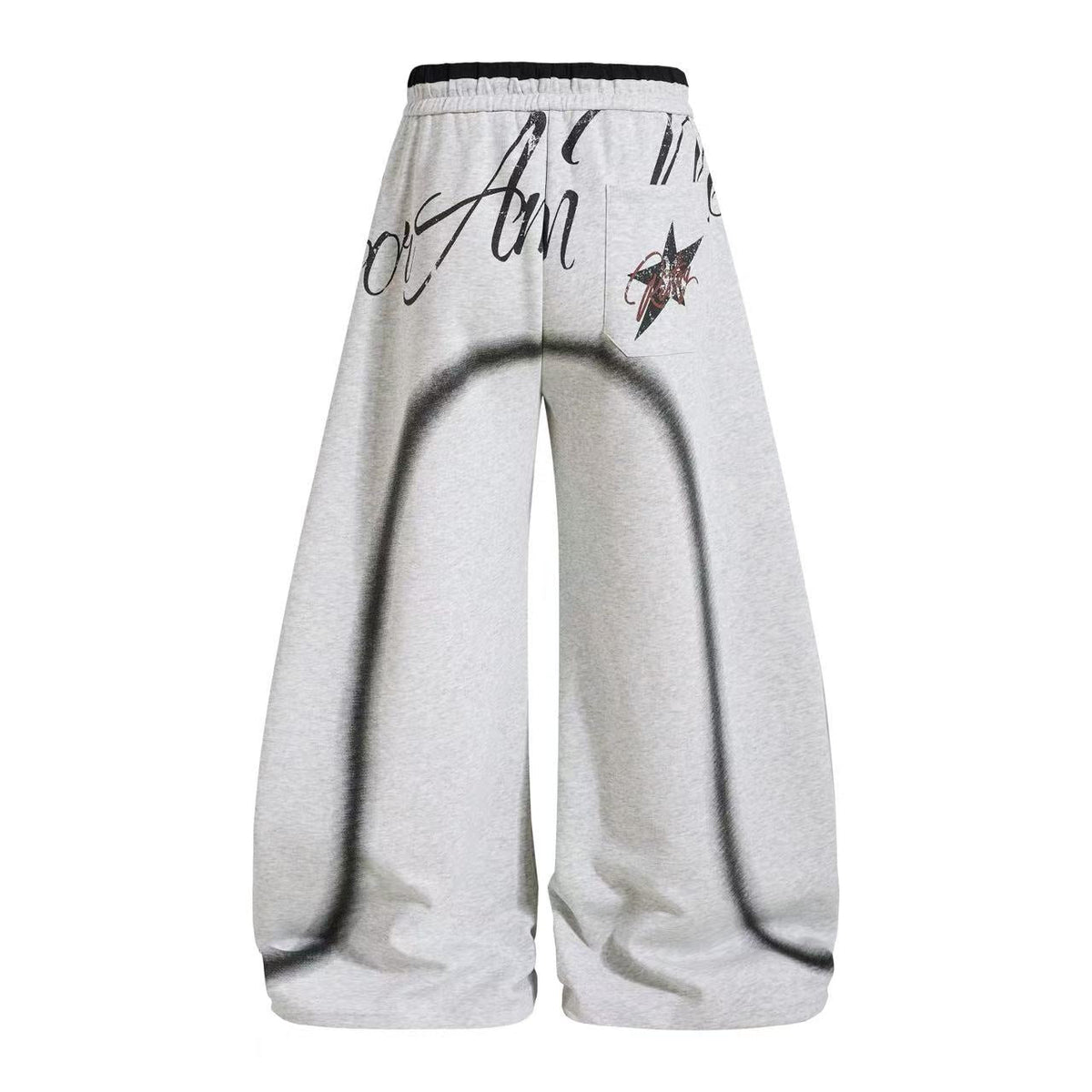 Spray-Paint Curve Graphic Baggy Wide-Leg Sweatpants - OMYGOODS