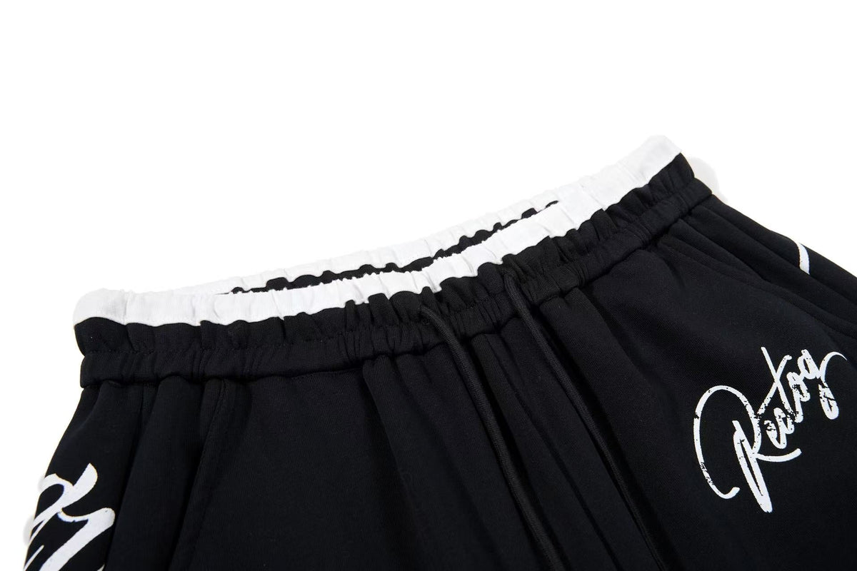 Spray-Paint Curve Graphic Baggy Wide-Leg Sweatpants - OMYGOODS