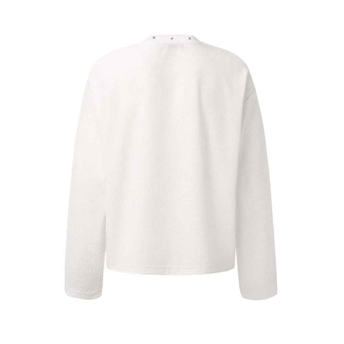 Streetwear Letter Print Waffle Knit Long Sleeve