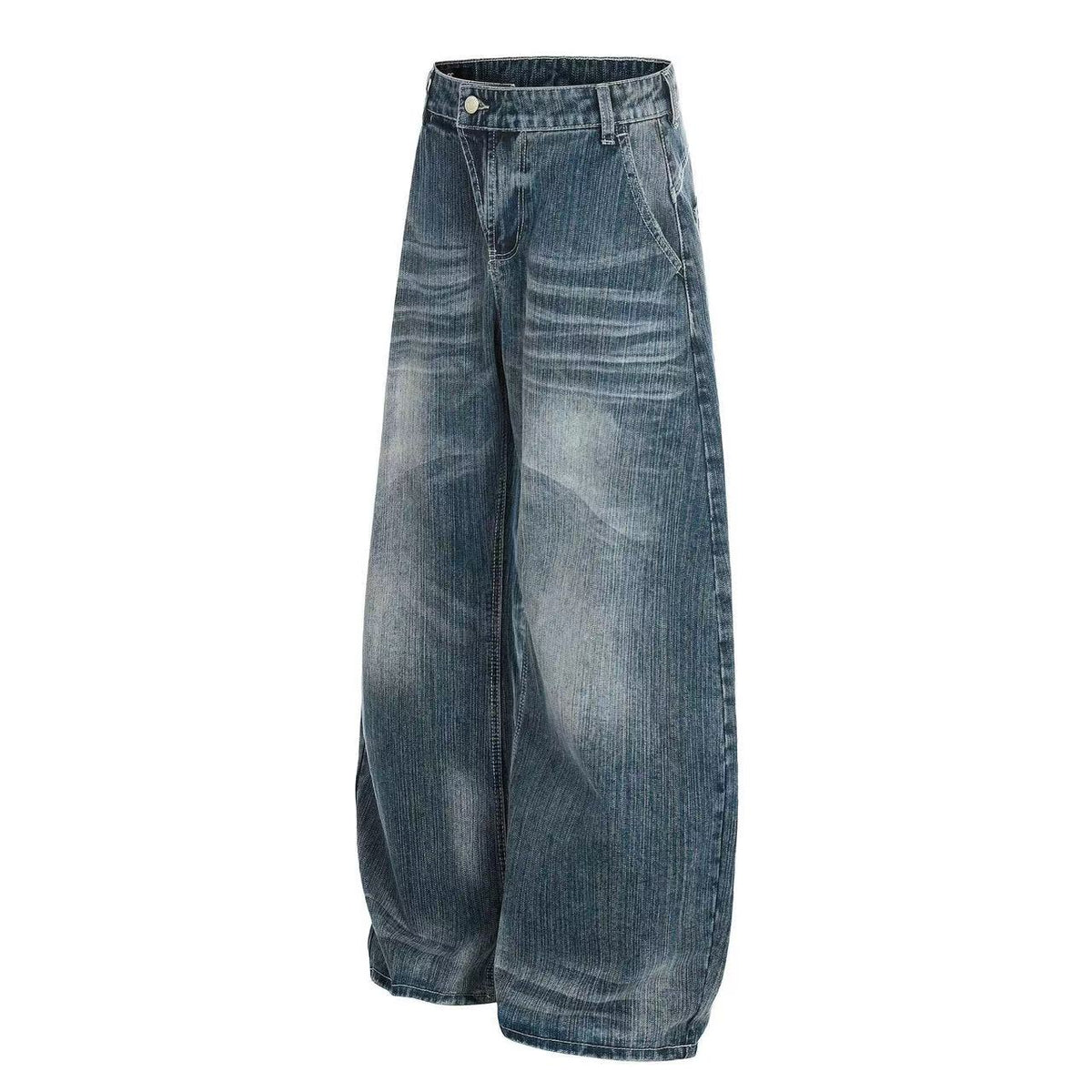 Asymmetrical Waist Baggy Jeans - OMYGOODS