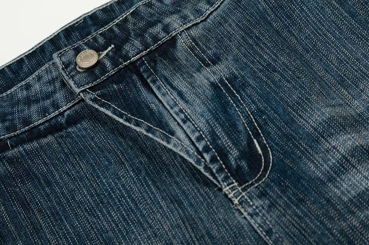 Asymmetrical Waist Baggy Jeans - OMYGOODS