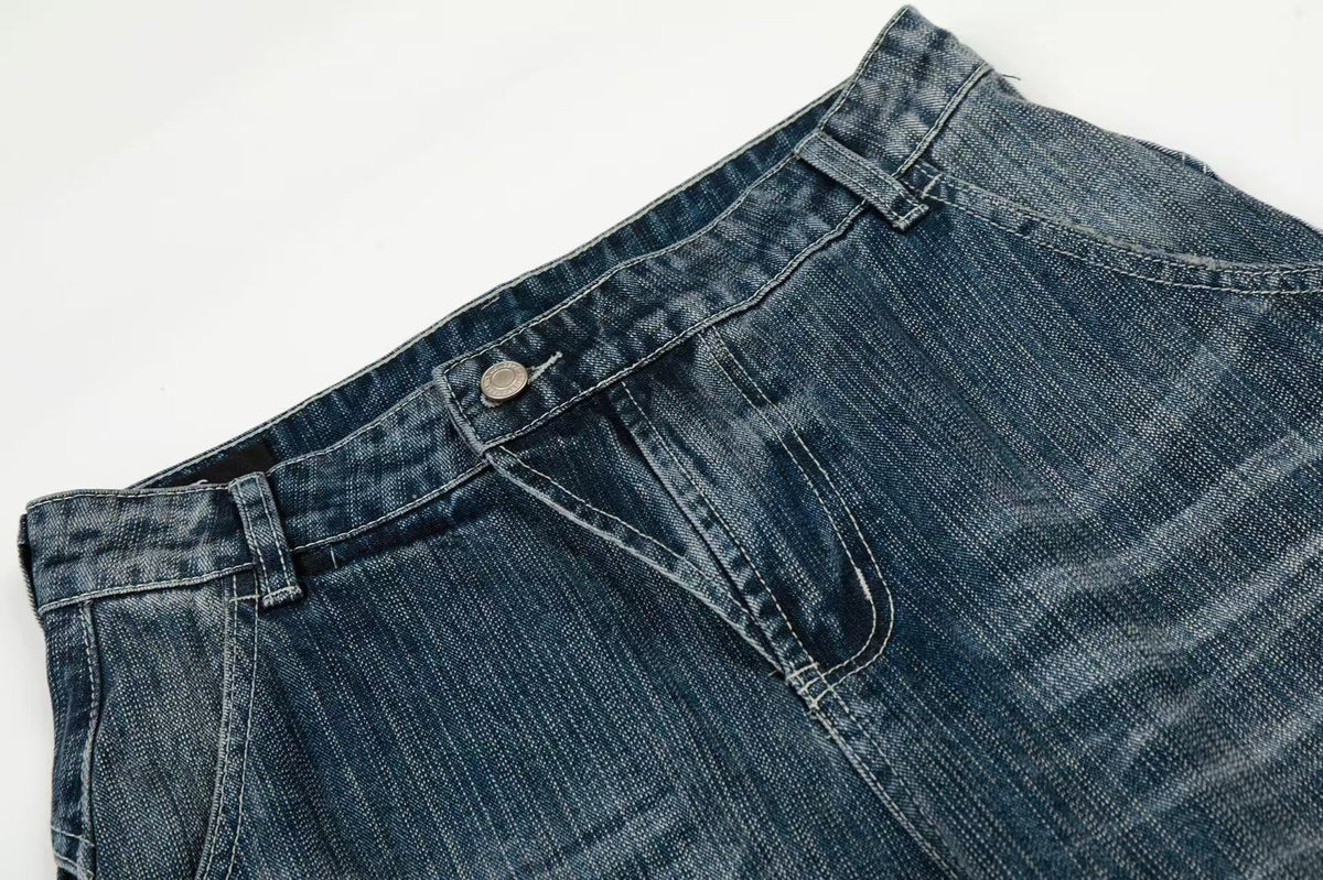 Asymmetrical Waist Baggy Jeans - OMYGOODS