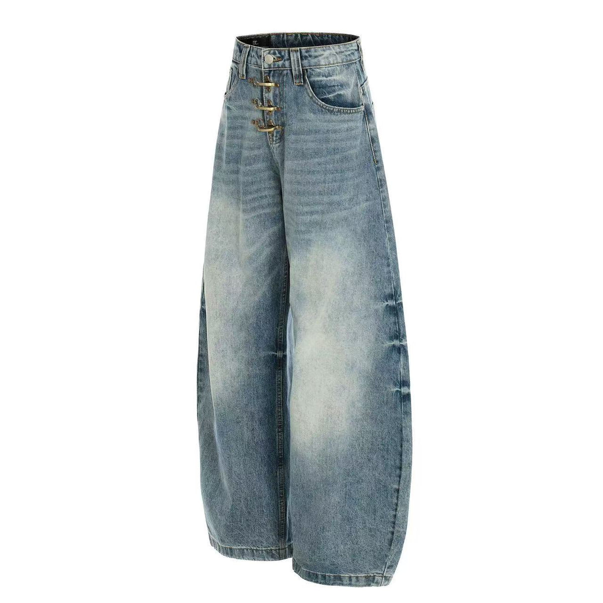 Vintage Faded Whisker Wash Baggy Jeans - OMYGOODS