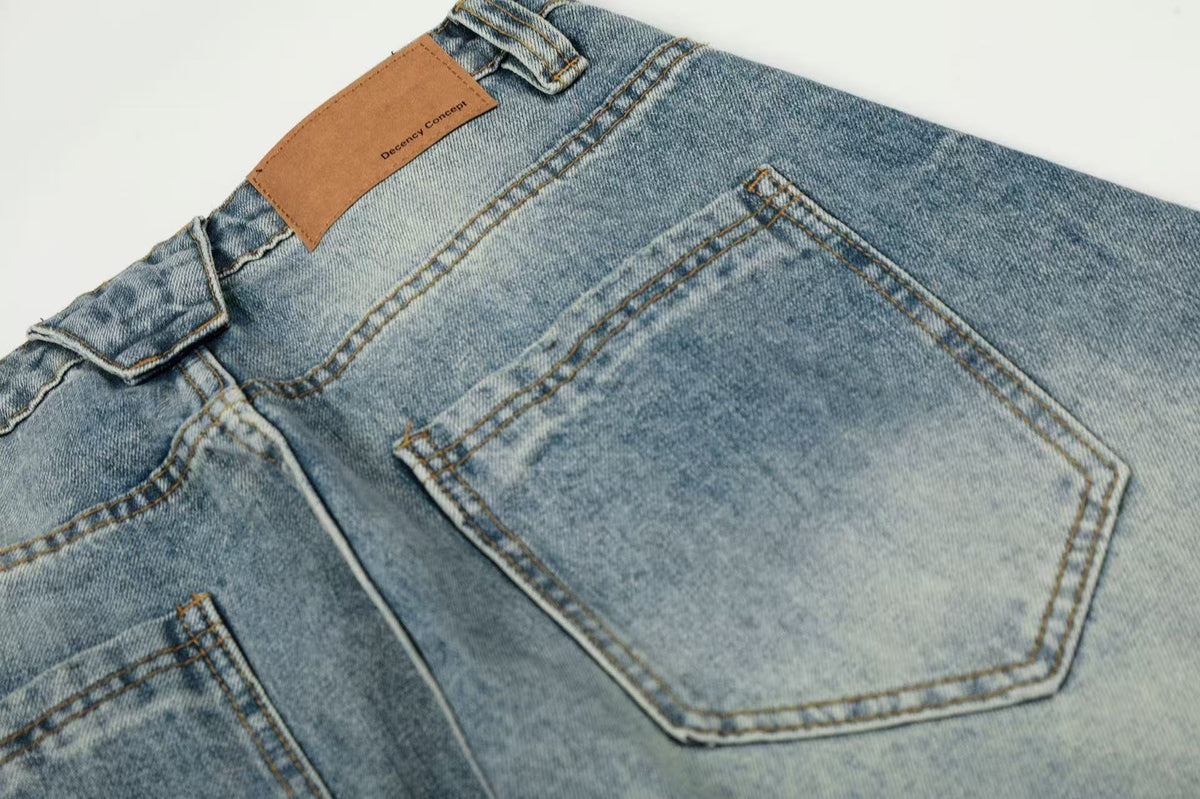 Vintage Faded Whisker Wash Baggy Jeans - OMYGOODS