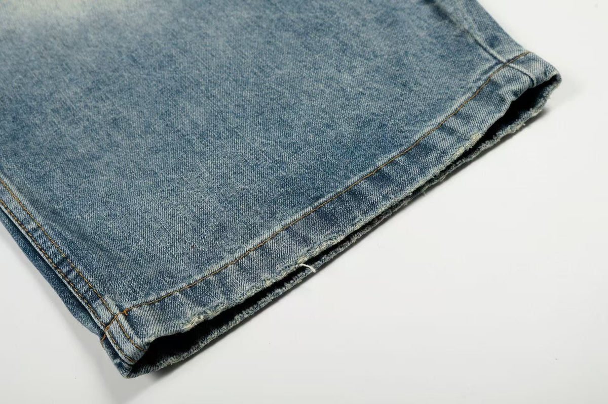 Vintage Faded Whisker Wash Baggy Jeans - OMYGOODS
