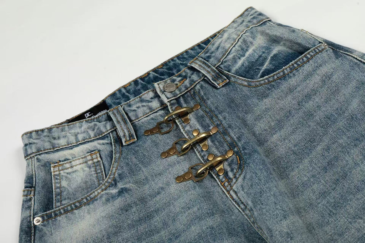 Vintage Faded Whisker Wash Baggy Jeans - OMYGOODS