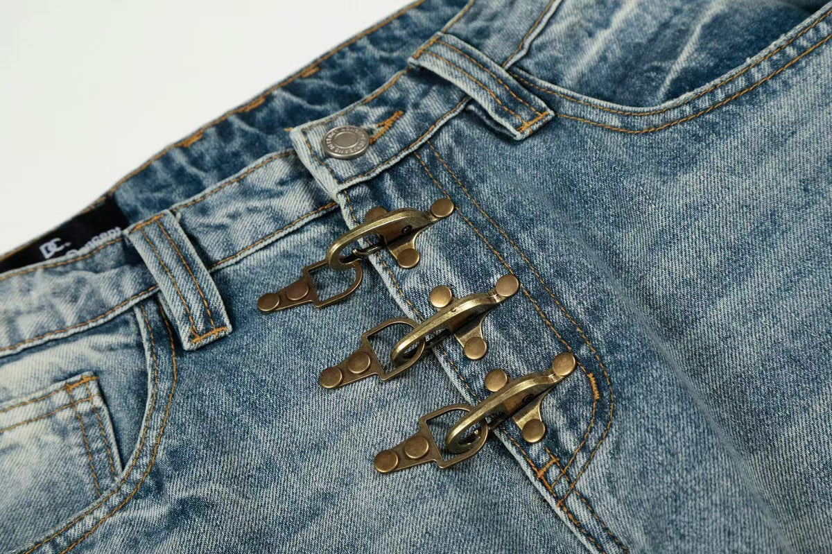 Vintage Faded Whisker Wash Baggy Jeans - OMYGOODS