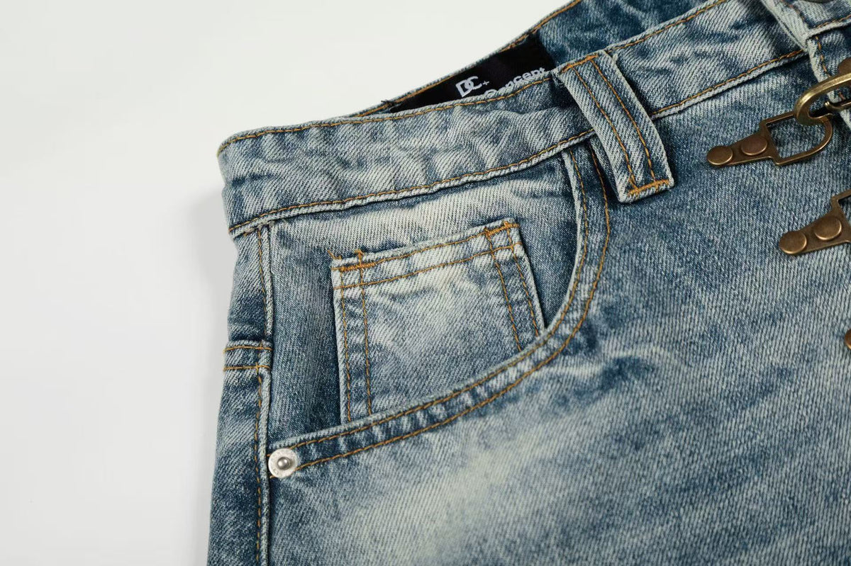 Vintage Faded Whisker Wash Baggy Jeans - OMYGOODS