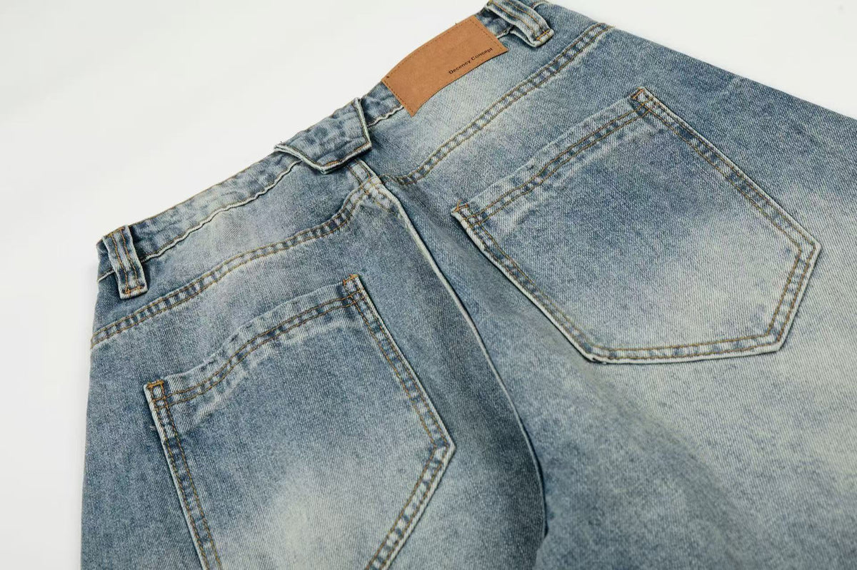 Vintage Faded Whisker Wash Baggy Jeans - OMYGOODS