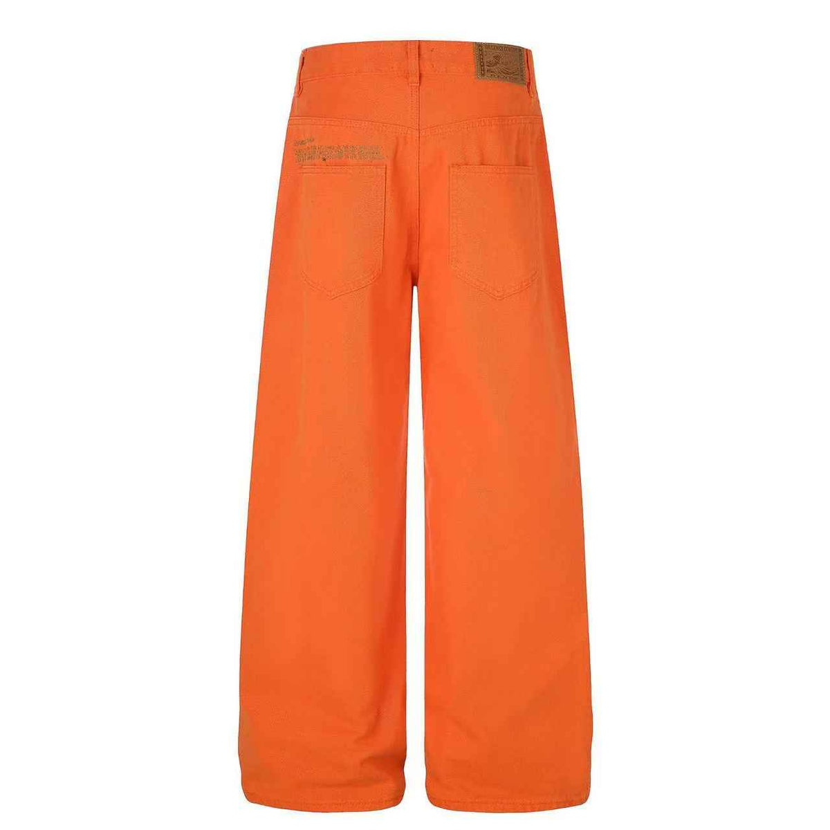 Solid Bright Orange Wide-Leg Jeans