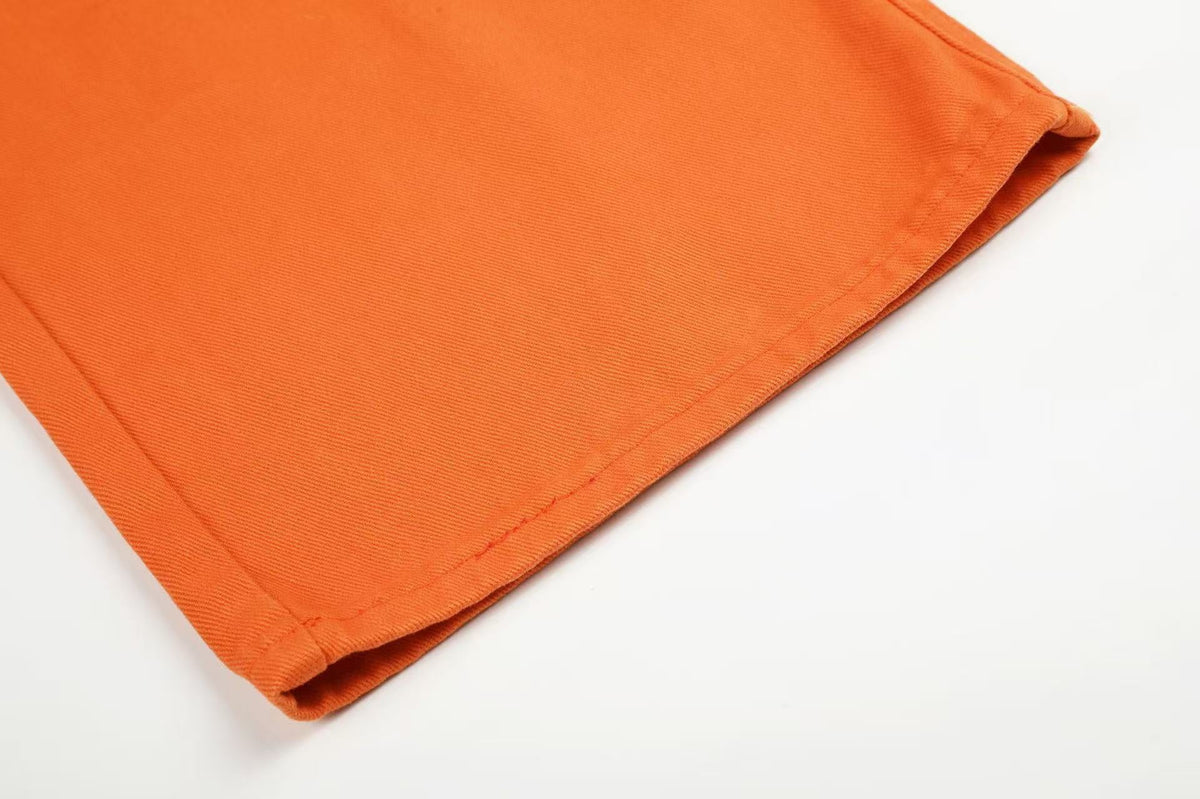 Solid Bright Orange Wide-Leg Jeans - OMYGOODS