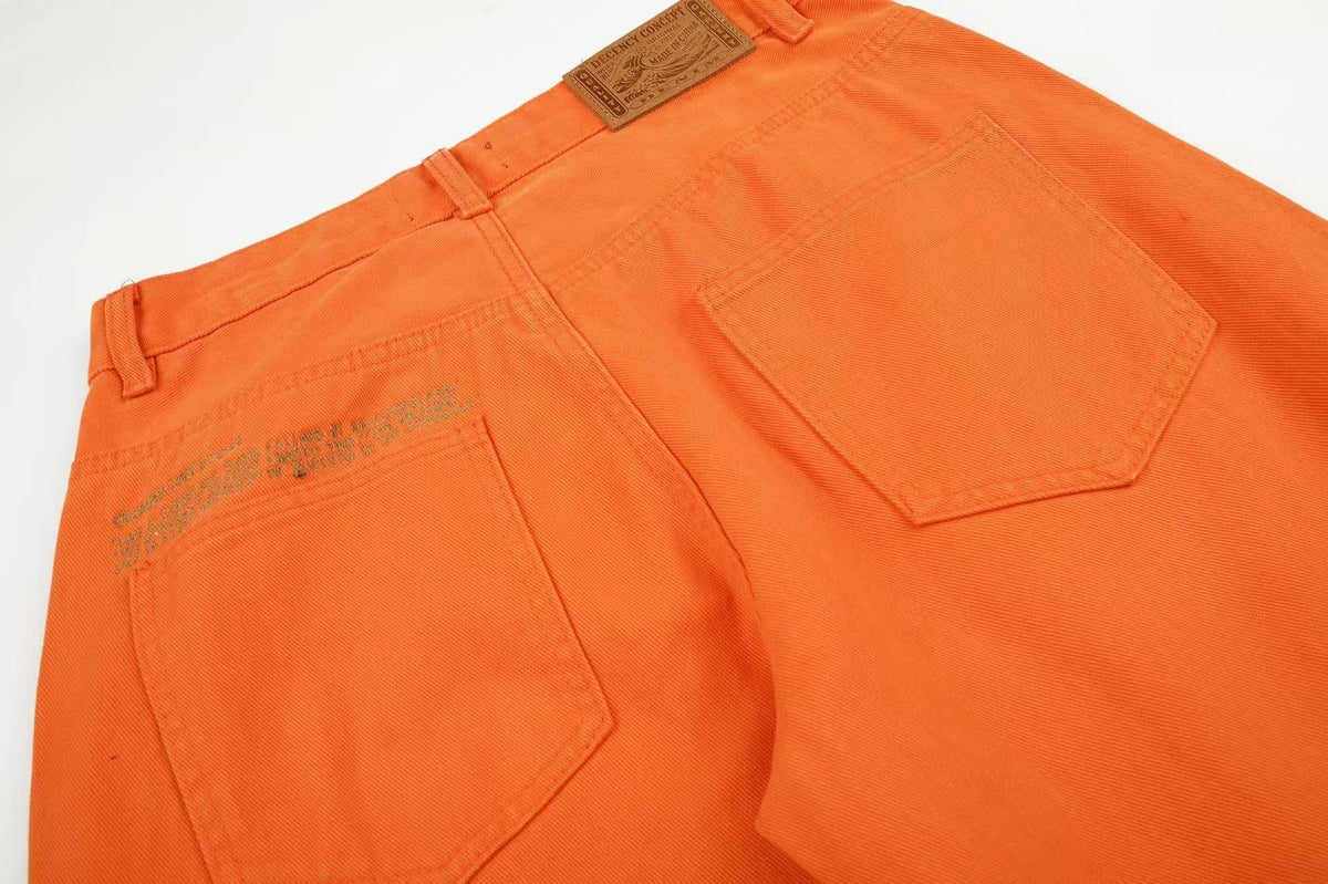 Solid Bright Orange Wide-Leg Jeans - OMYGOODS