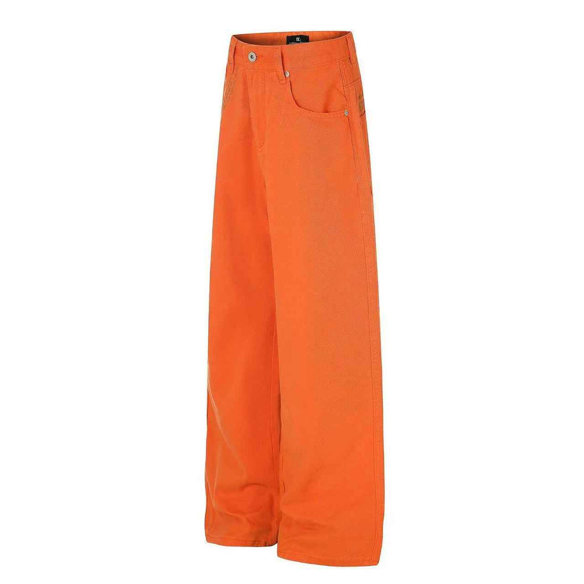 Solid Bright Orange Wide-Leg Jeans