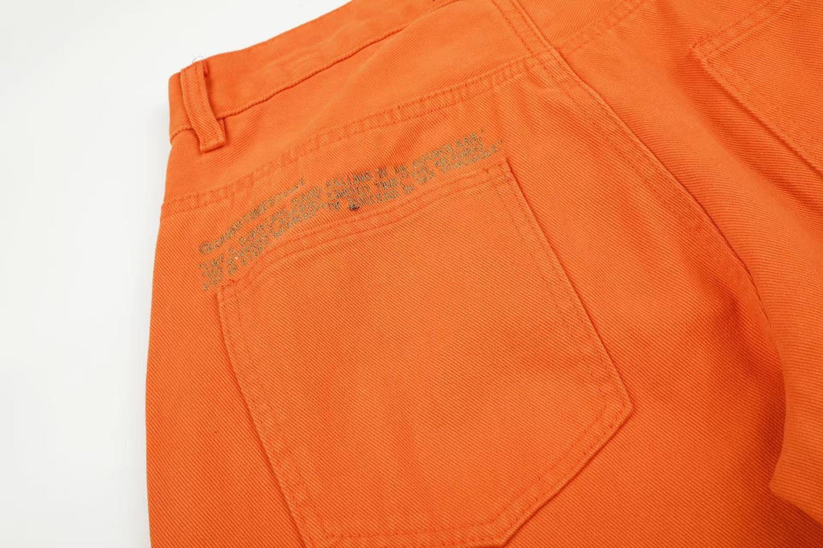 Solid Bright Orange Wide-Leg Jeans - OMYGOODS
