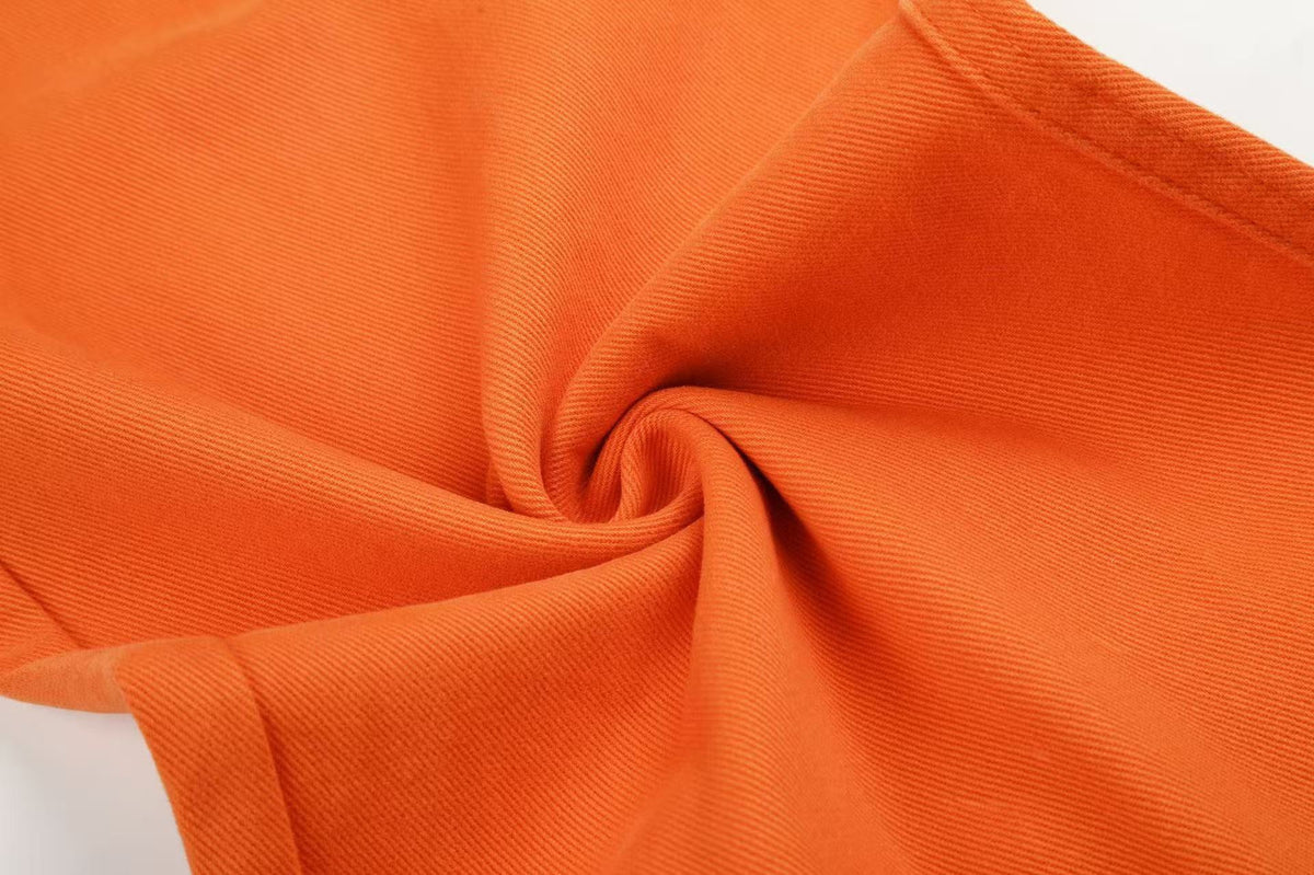 Solid Bright Orange Wide-Leg Jeans - OMYGOODS