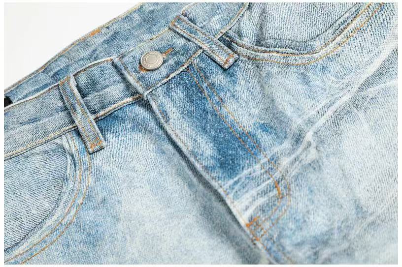 Textured Crackle Wash Rhinestone Baggy Jeans - OMYGOODS