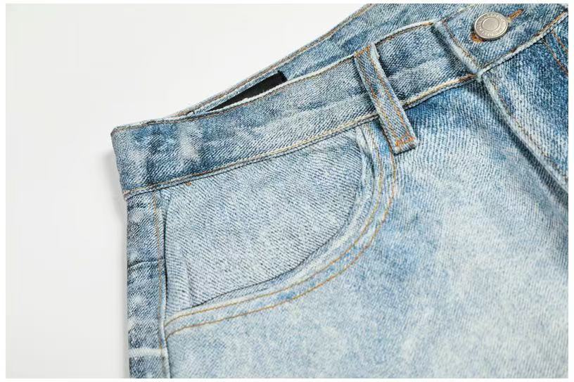 Textured Crackle Wash Rhinestone Baggy Jeans - OMYGOODS