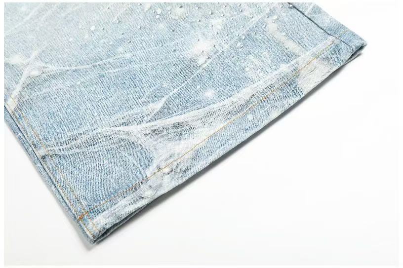 Textured Crackle Wash Rhinestone Baggy Jeans - OMYGOODS