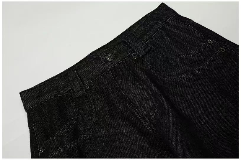 Black Seam Curved Baggy Jeans - OMYGOODS