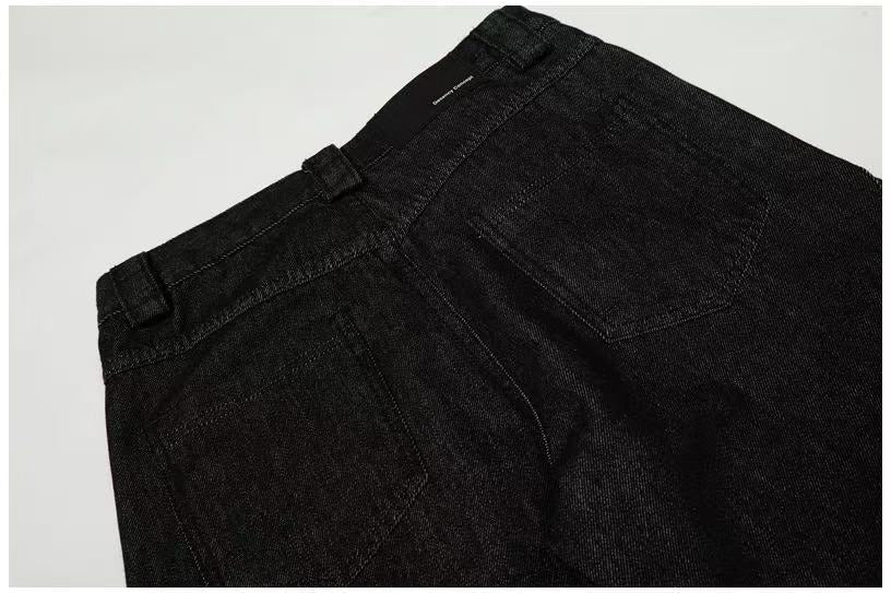 Black Seam Curved Baggy Jeans - OMYGOODS