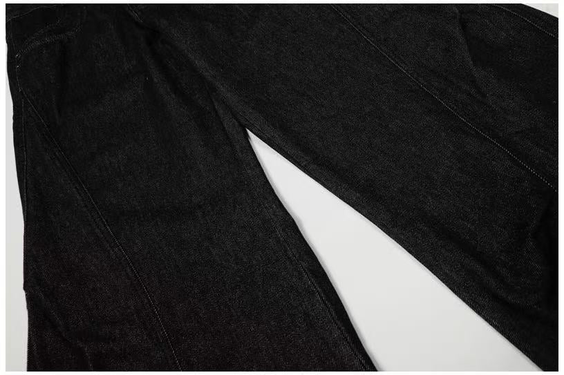 Black Seam Curved Baggy Jeans - OMYGOODS