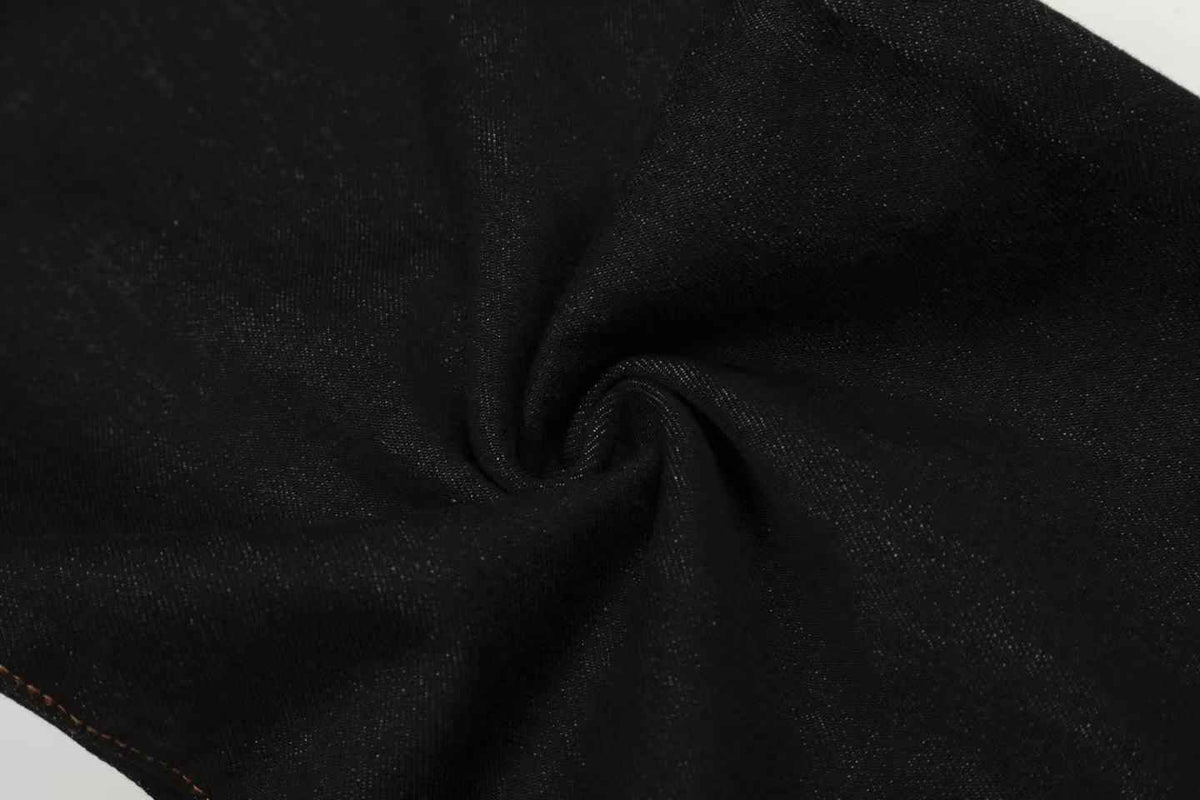 Contrast Stitch Raw Black Baggy Jeans