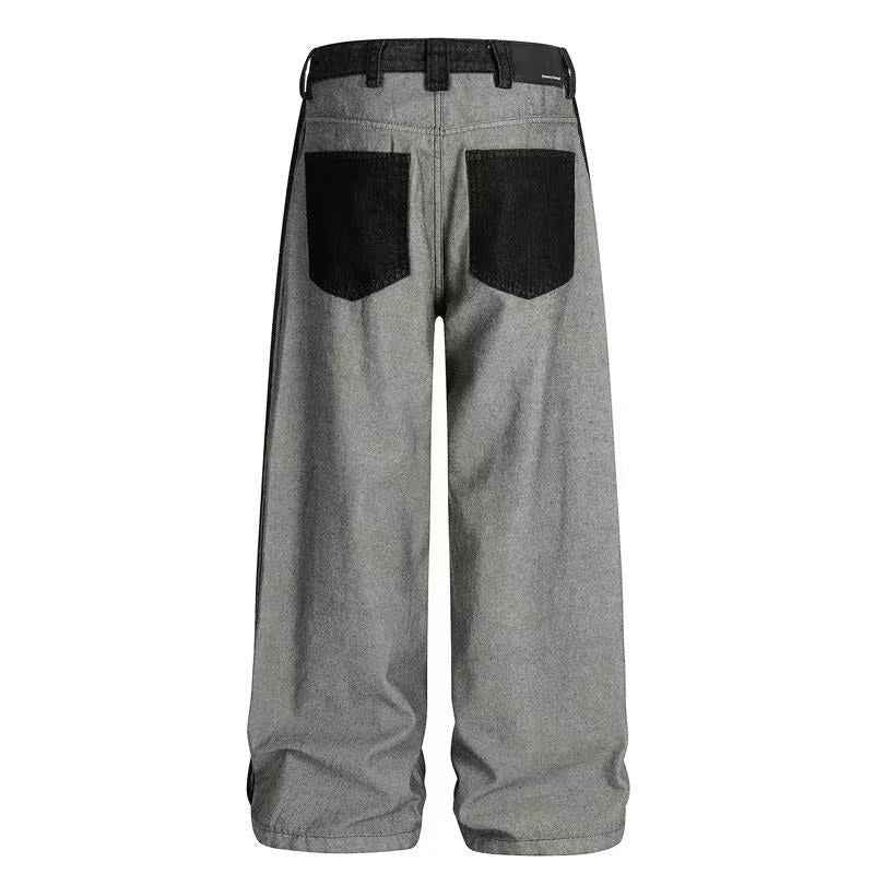 Deconstructed Reverse Wear Graphic Patch Wide-Leg Jeans