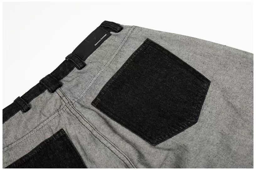 Deconstructed Reverse Wear Graphic Patch Wide-Leg Jeans - OMYGOODS