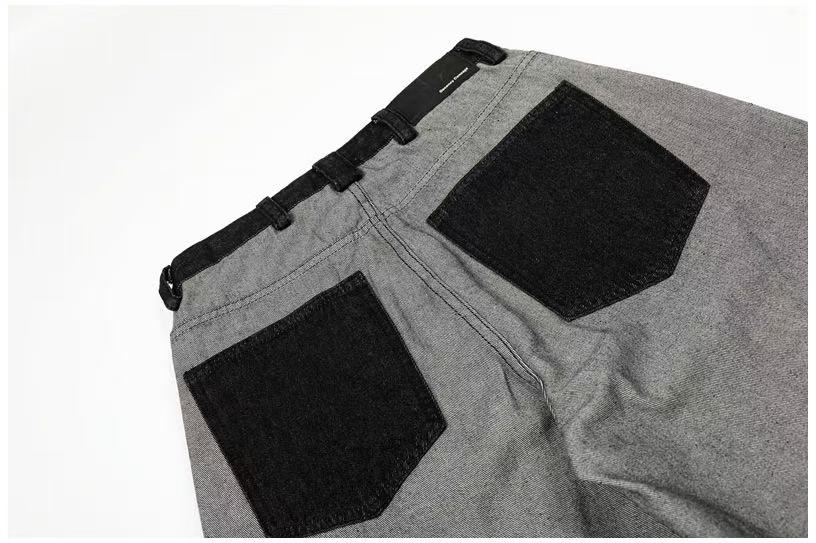 Deconstructed Reverse Wear Graphic Patch Wide-Leg Jeans - OMYGOODS