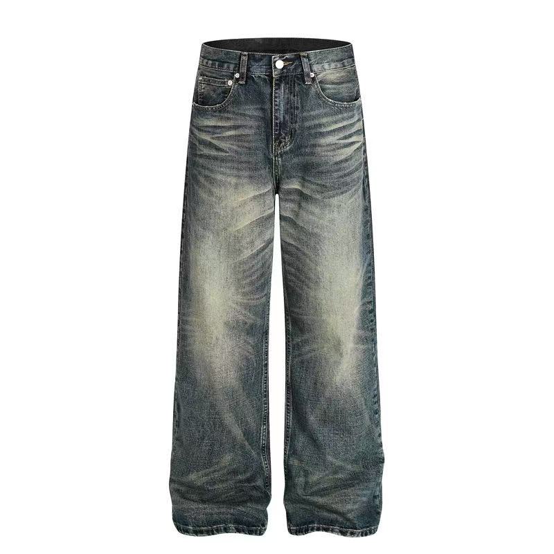 Vintage Whisker Faded Wash Wide-Leg Jeans - OMYGOODS