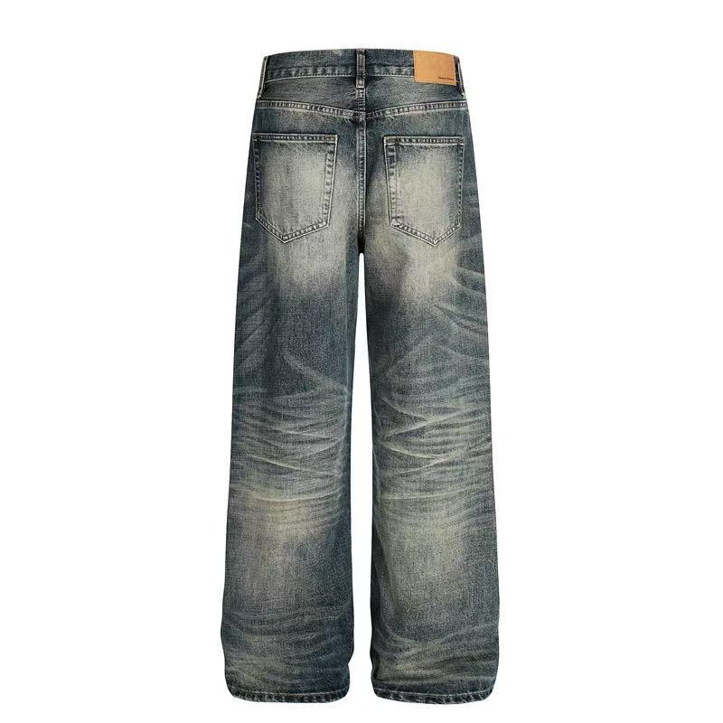 Vintage Whisker Faded Wash Wide-Leg Jeans - OMYGOODS