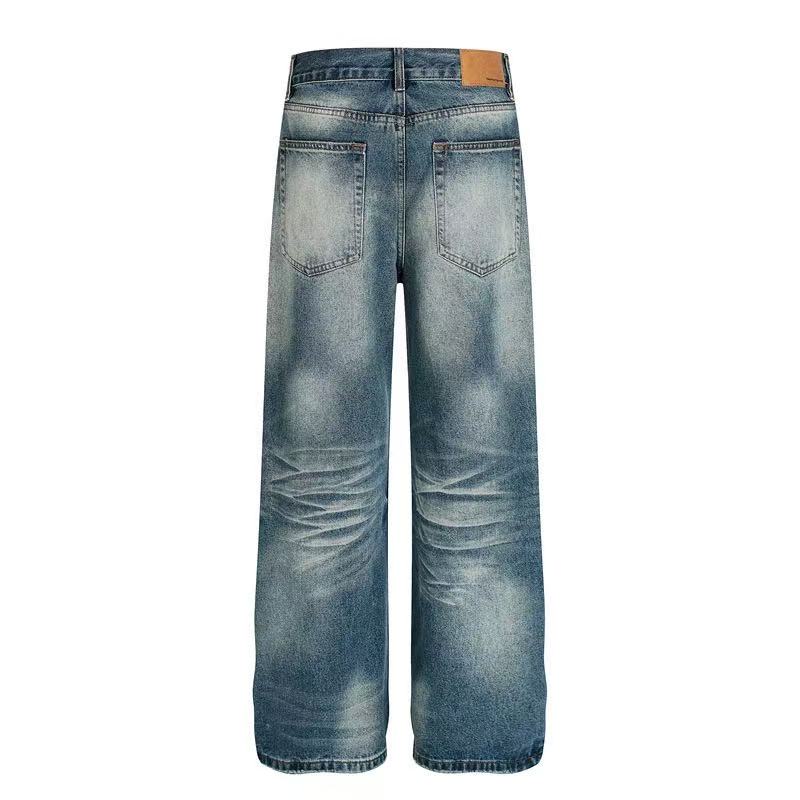 Whisker Faded Wash Wide-Leg Jeans - OMYGOODS