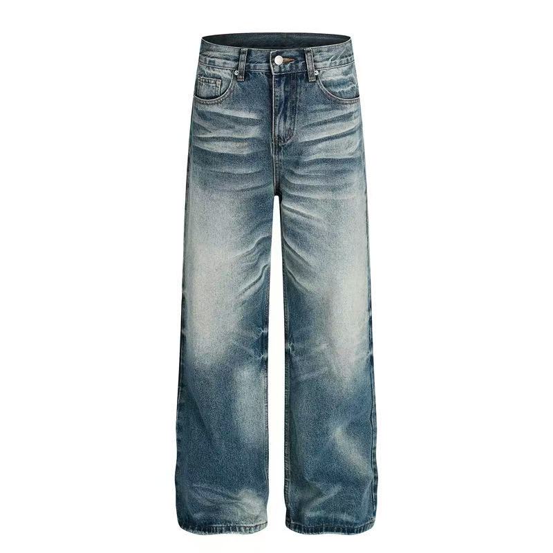 Whisker Faded Wash Wide-Leg Jeans - OMYGOODS
