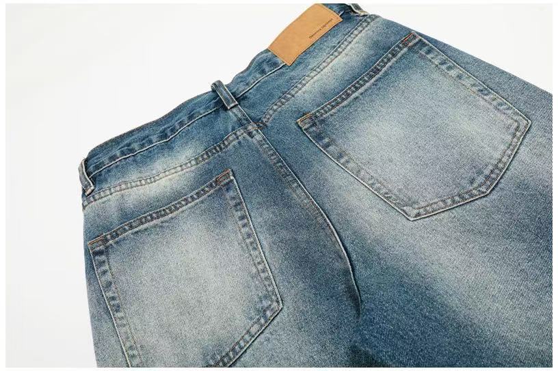 Whisker Faded Wash Wide-Leg Jeans - OMYGOODS