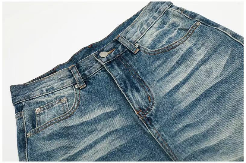 Whisker Faded Wash Wide-Leg Jeans - OMYGOODS
