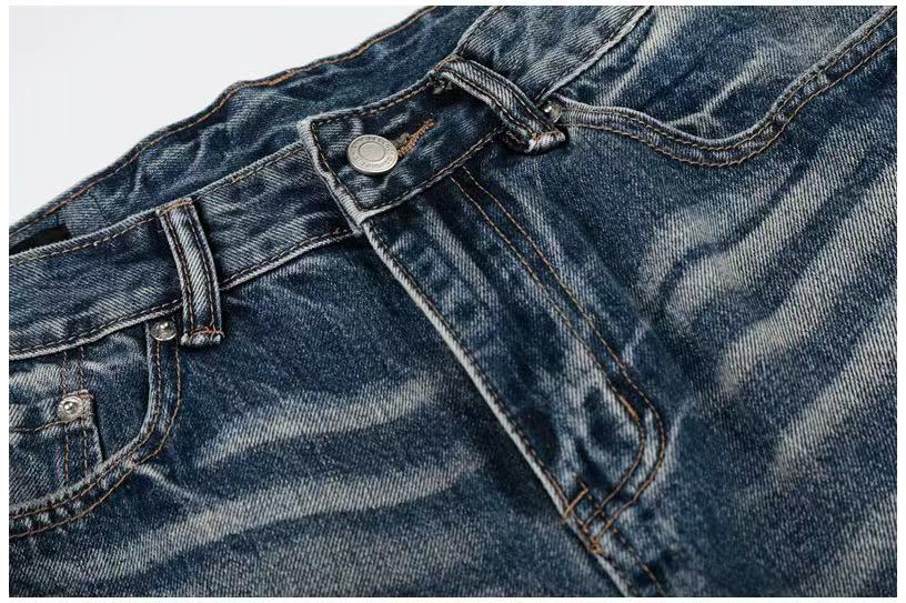Distressed Ripped Whisker Wash Wide-Leg Jeans - OMYGOODS