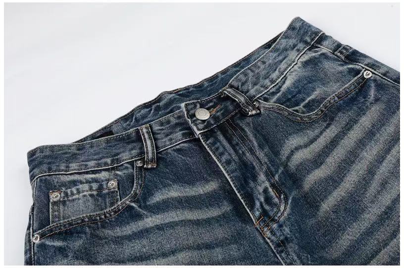 Distressed Ripped Whisker Wash Wide-Leg Jeans - OMYGOODS