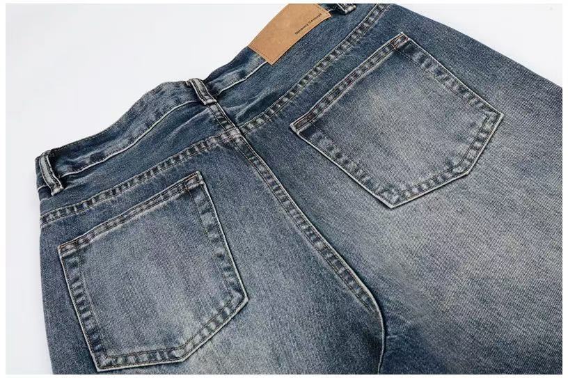 Distressed Ripped Whisker Wash Wide-Leg Jeans - OMYGOODS