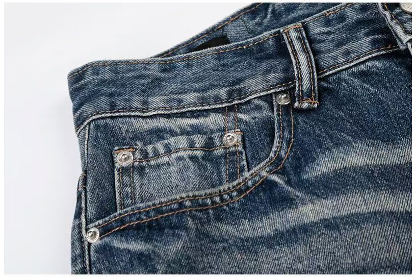 Distressed Ripped Whisker Wash Wide-Leg Jeans - OMYGOODS