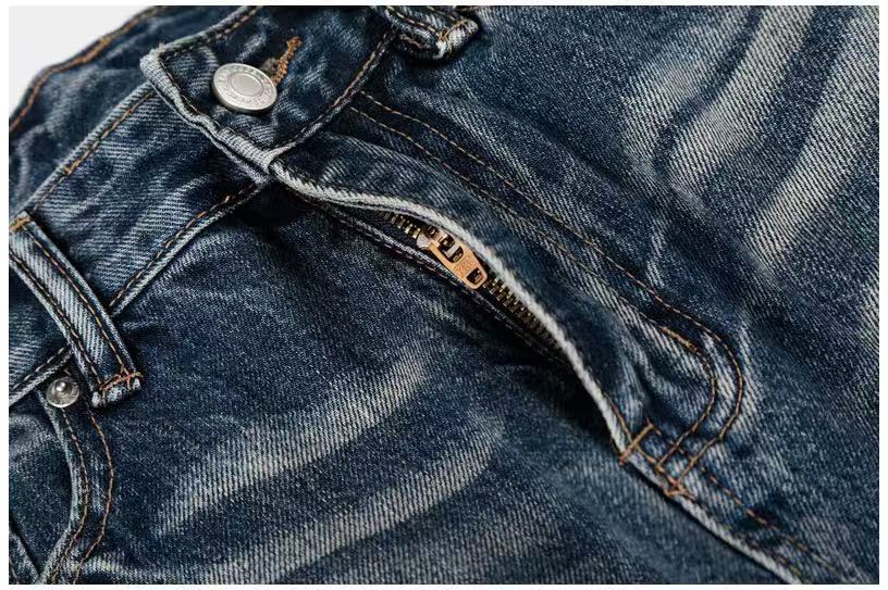 Distressed Ripped Whisker Wash Wide-Leg Jeans - OMYGOODS