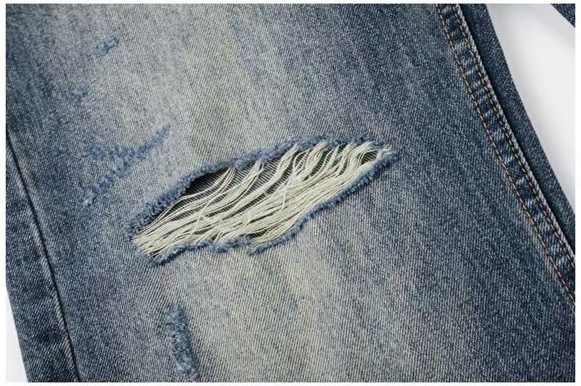 Distressed Ripped Whisker Wash Wide-Leg Jeans - OMYGOODS