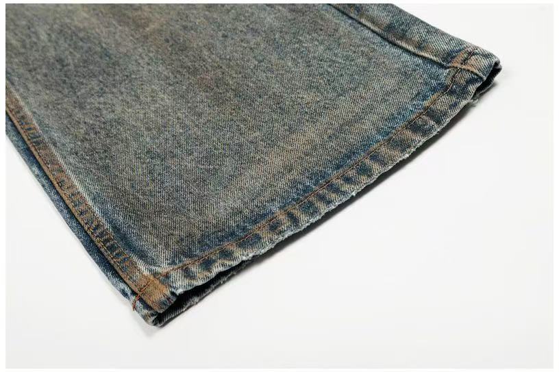 Heavy Destroyed Distressed Mud Wash Wide-Leg Jeans - OMYGOODS
