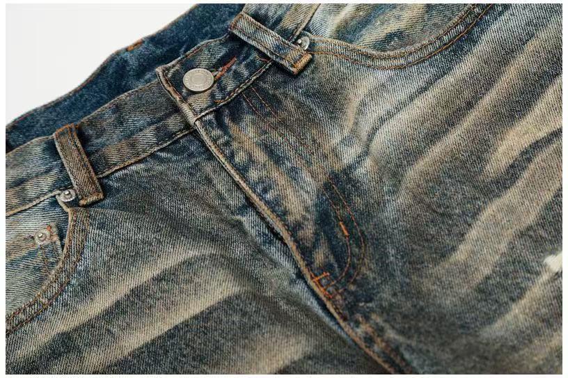 Heavy Destroyed Distressed Mud Wash Wide-Leg Jeans - OMYGOODS