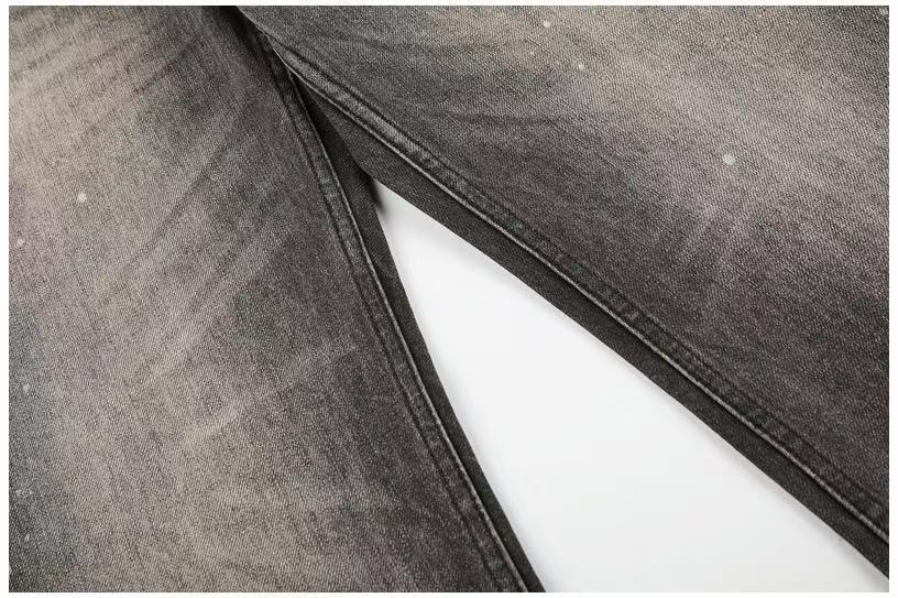 Smoky Grey Rhinestone Splatter Wash Wide-Leg Jeans - OMYGOODS