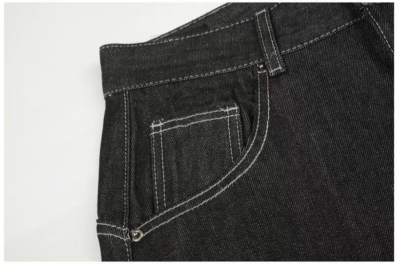Black Raw Denim Horse & Sun Graphic Print Wide-Leg Jeans - OMYGOODS